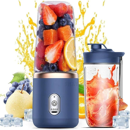 SMALL PORTABLE JUICER  Portable Juicer Blender for Smoothies & Juices | USB Rechargeable Mini Blender Bottle | 400ml Shake Maker with 1800mAh Battery | Personal Smoothie Mixer for Home, Travel, Gym