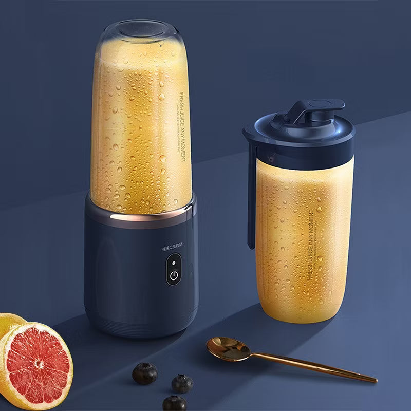 SMALL PORTABLE JUICER  Portable Juicer Blender for Smoothies & Juices | USB Rechargeable Mini Blender Bottle | 400ml Shake Maker with 1800mAh Battery | Personal Smoothie Mixer for Home, Travel, Gym