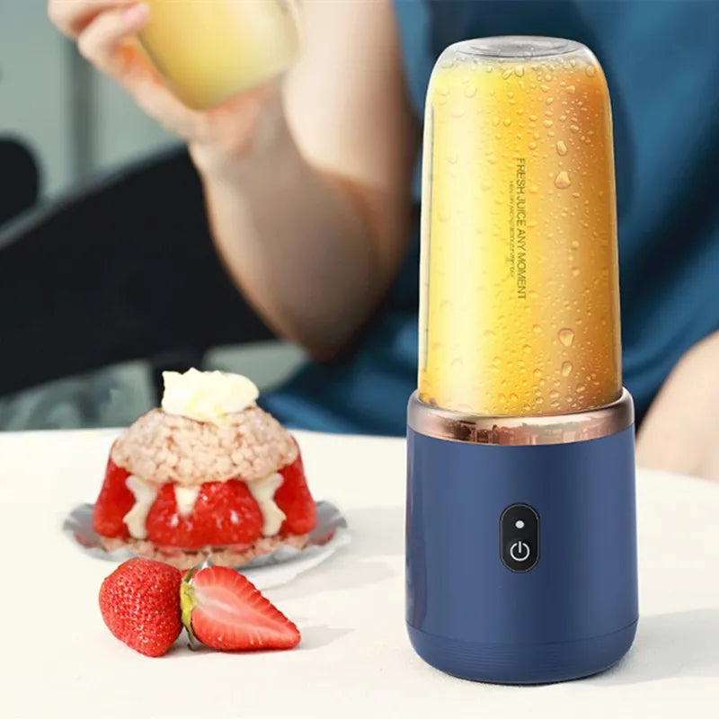 SMALL PORTABLE JUICER  Portable Juicer Blender for Smoothies & Juices | USB Rechargeable Mini Blender Bottle | 400ml Shake Maker with 1800mAh Battery | Personal Smoothie Mixer for Home, Travel, Gym